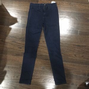 High waisted dark skinny jeans